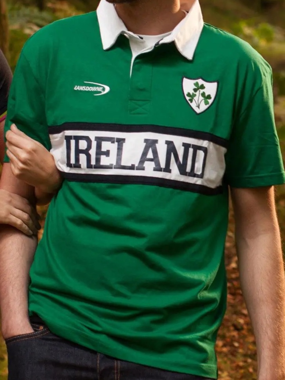 Ireland LANSDOWNE Rugby Polo Retro Preppy Sporty Embroidered Shamrock Crest